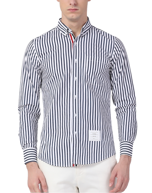 Thom Browne Oxford Elastic Shirt | 2026 Business Collection | Button-Front | 100% Cotton