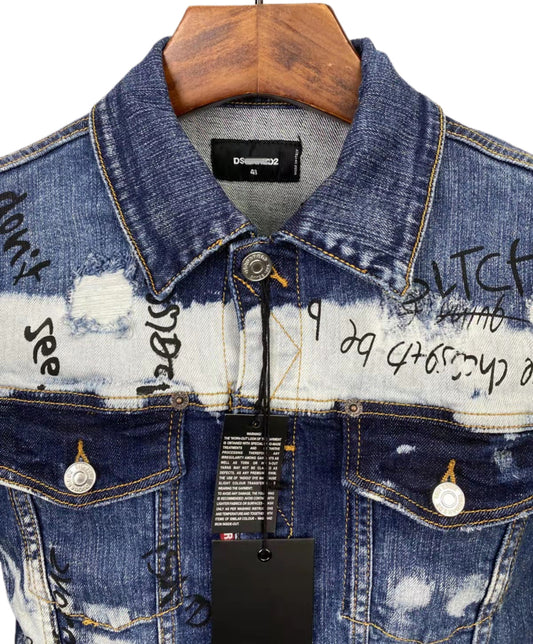 Dsquared2 All-Over Spots Slim Denim Jacket — Premium II.