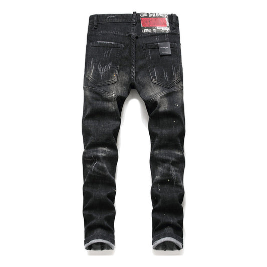 Dsquared2 Men's Slim Fit Jeans — Maple Leaf Print Dark Wash