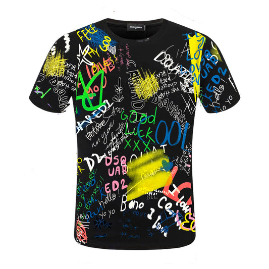Dsquared2 Graffiti Cotton T-Shirt – 100% Cotton Unisex Tee | White & Black