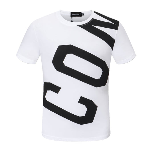 Dsquared2 Diagonal ICON Logo T-Shirt – 100% Cotton Unisex Tee | Black & White