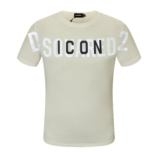 Dsquared2 ICON Logo Layered Cotton T-Shirt – 100% Cotton Unisex Tee | Black & Beige