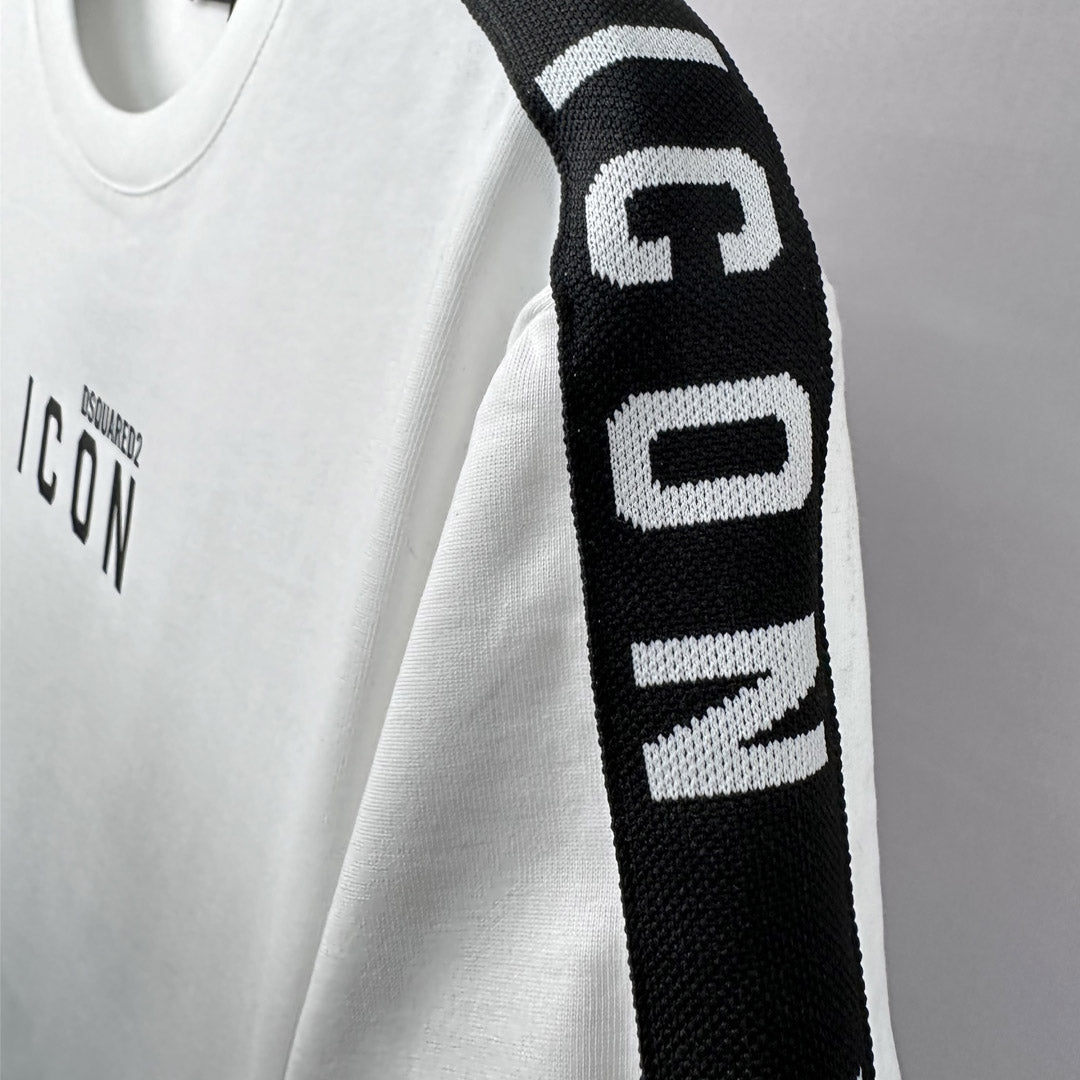 Dsquared2 ICON Shoulder Strap Cotton T-Shirt – 100% Cotton Unisex Tee | White & Black