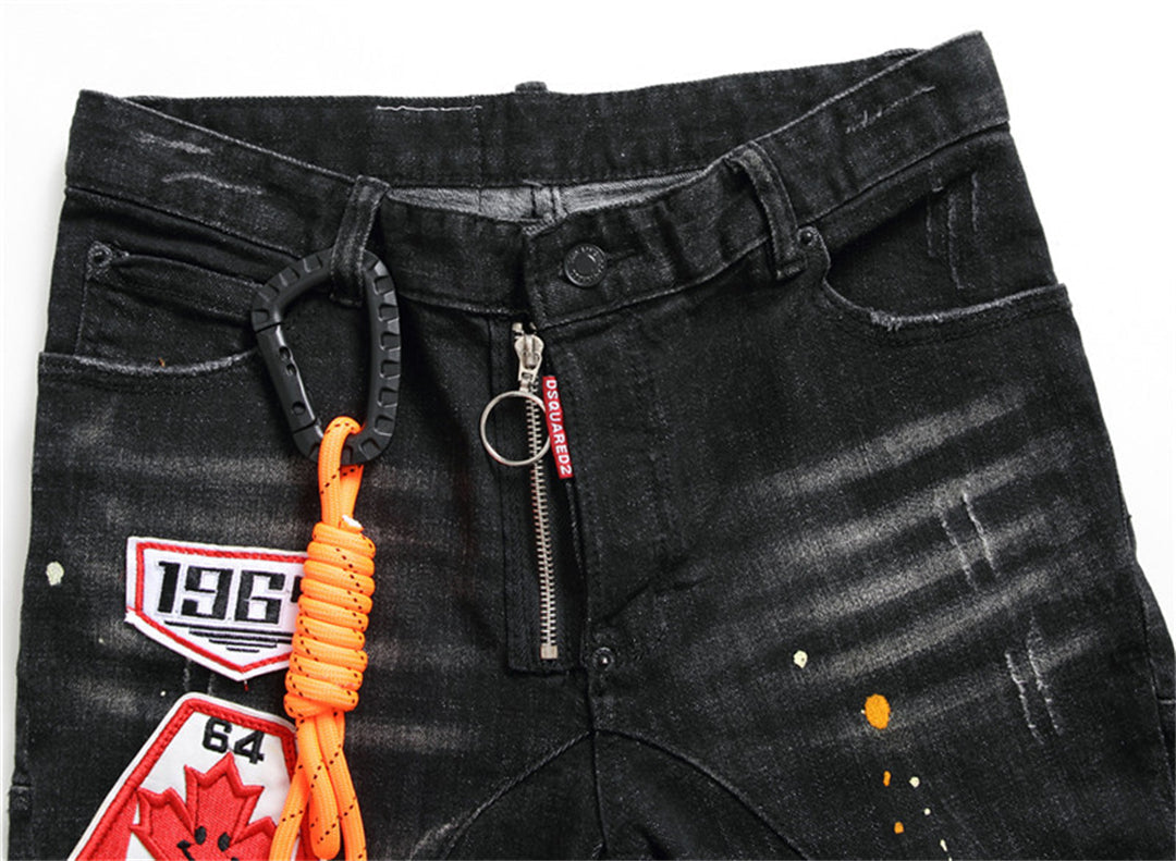 Dsquared2 Men's Slim Fit Jeans — Maple Leaf Print Dark Wash
