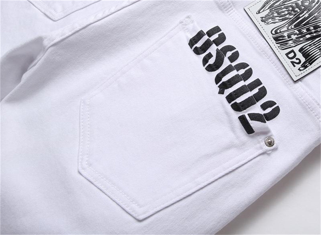 Dsquared2 Men's Slim Fit Jeans — White Paint Dark Wash
