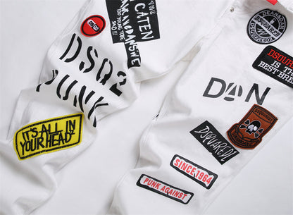 Dsquared2 Men's Slim Fit Jeans — White Print Dark Wash