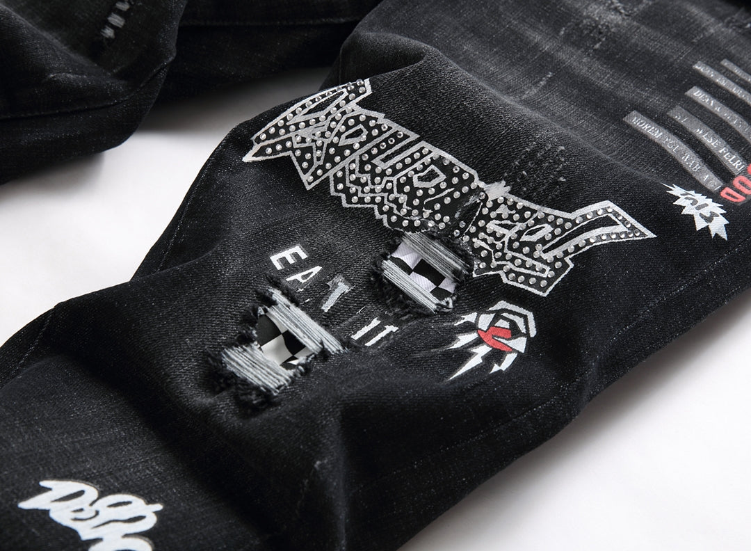 Dsquared2 Men's Slim Fit Jeans — Graffiti Street Art Dark Wash