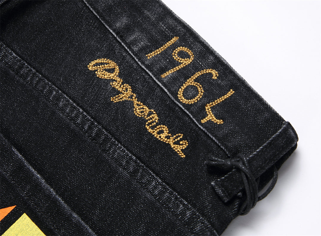 Dsquared2 Men's Slim Fit Logo Ripped Jeans — Dark Wash
