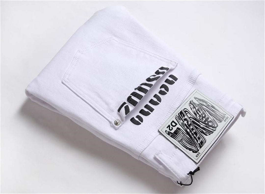 Dsquared2 Men's Slim Fit Jeans — White Paint Dark Wash