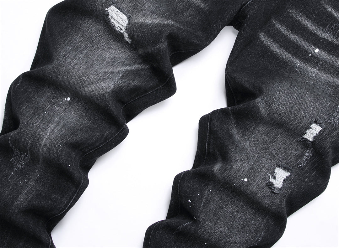 Dsquared2 Men's Slim Fit Logo Ripped Jeans — Dark Wash