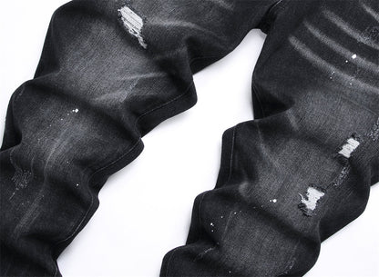 Dsquared2 Men's Slim Fit Logo Ripped Jeans — Dark Wash