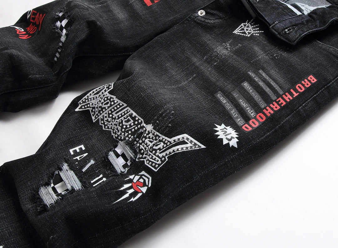 Dsquared2 Men's Slim Fit Jeans — Graffiti Street Art Dark Wash