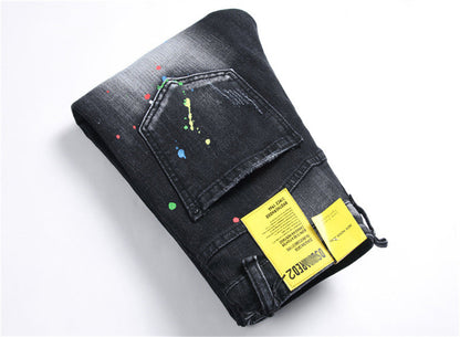 Dsquared2 Men's Slim Fit Jeans — Stamp Paint Dark Wash