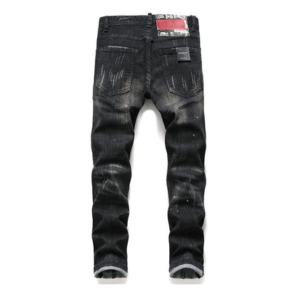 Dsquared2 Men's Slim Fit Jeans — Maple Leaf Print Dark Wash