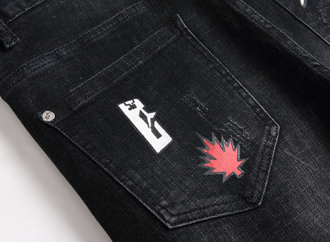 Dsquared2 Men's Slim Fit Jeans — Graffiti Street Art Dark Wash