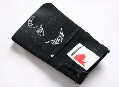 Dsquared2 Men's Slim Fit Jeans — Graffiti Street Art Dark Wash