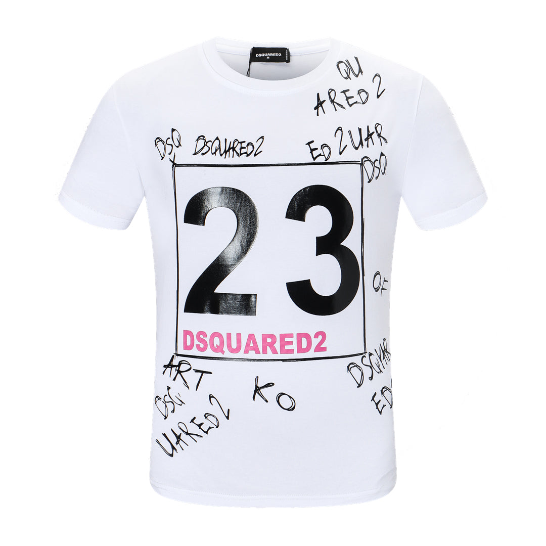 Dsquared2 No. 23 Cotton T-Shirt – 100% Cotton Unisex Tee | White & Black
