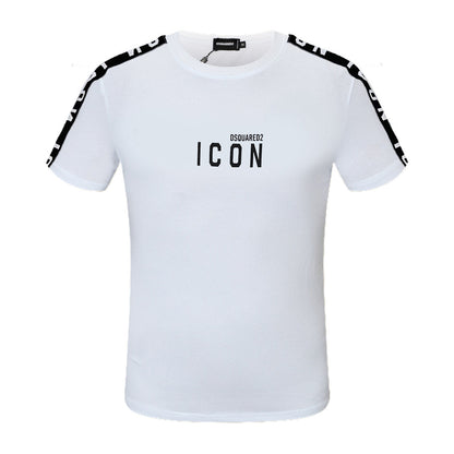 Dsquared2 ICON Shoulder Strap Cotton T-Shirt – 100% Cotton Unisex Tee | White & Black