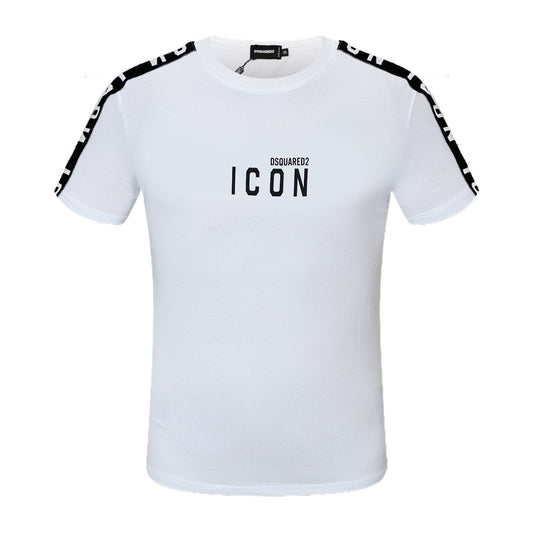 Dsquared2 ICON Shoulder Strap Cotton T-Shirt – 100% Cotton Unisex Tee | White & Black