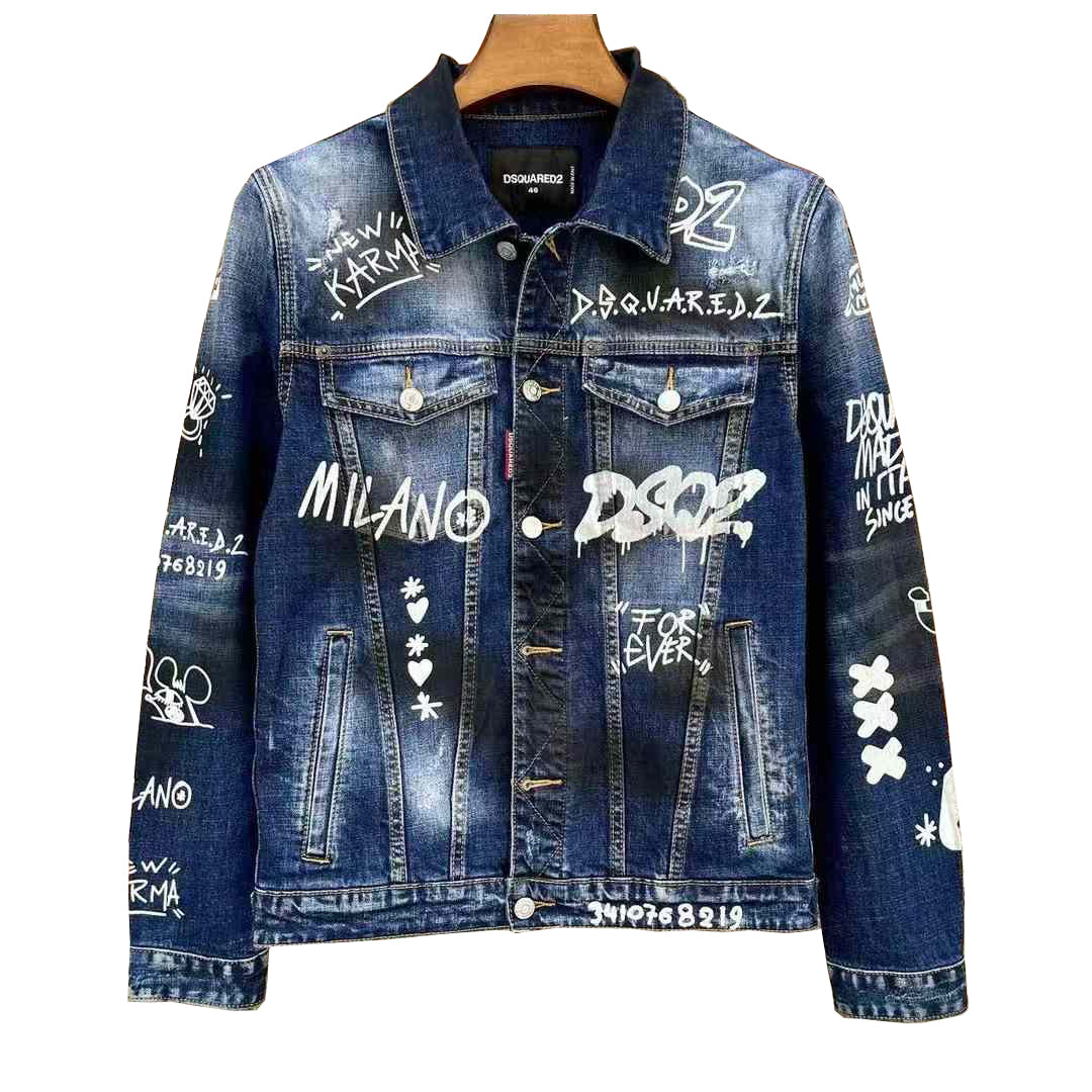 Dsquared2 All-Over Spots Slim Denim Jacket — Premium III.