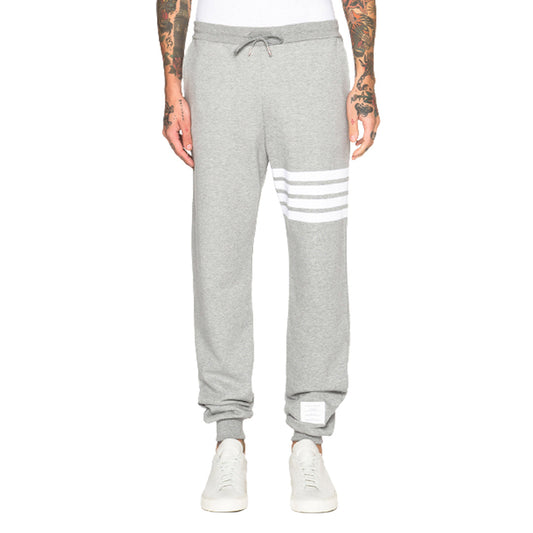 Thom Browne Men's Sports Pants | Feature Collection | 4-Bar Stripe | Grosgrain Trim & Loop Tab | 4 Colors: Gray, Blue, Dark Gray & Black | $89
