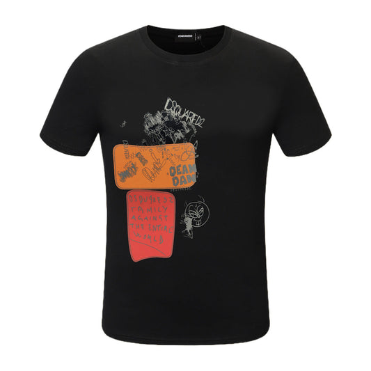 Dsquared2 Graffiti Print Cotton T-Shirt – 100% Cotton Unisex Tee | Black & White
