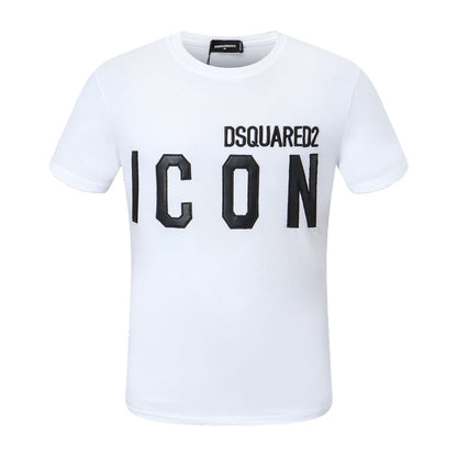 Dsquared2 Leather ICON Logo Cotton T-Shirt – 100% Cotton Unisex Tee | White & Black