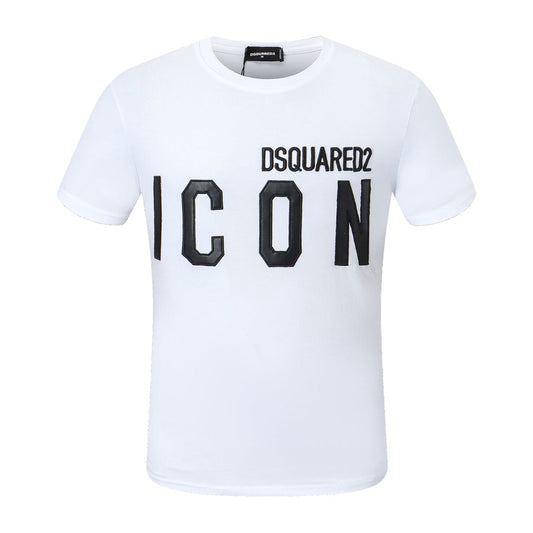 Dsquared2 Leather ICON Logo Cotton T-Shirt – 100% Cotton Unisex Tee | White & Black