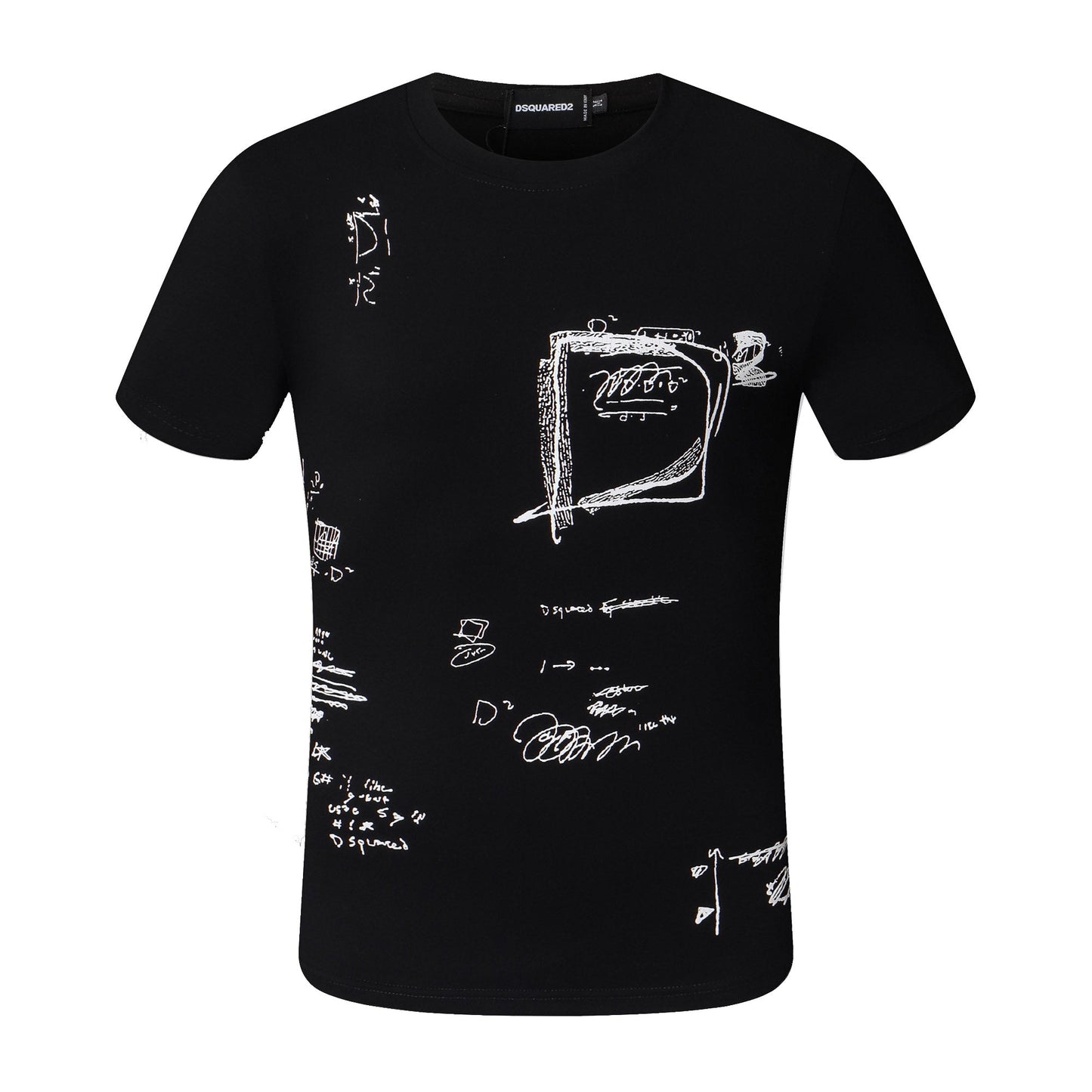 Dsquared2 Graffiti D2 Cotton T-Shirt – 100% Cotton Unisex Tee | Black & White