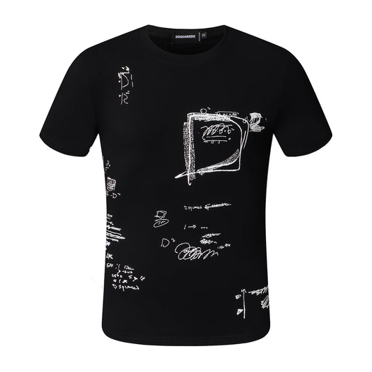 Dsquared2 Graffiti D2 Cotton T-Shirt – 100% Cotton Unisex Tee | Black & White