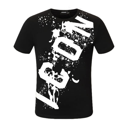 Dsquared2 Slanted ICON Paint Cotton T-Shirt – 100% Cotton Unisex Tee | Black & Beige