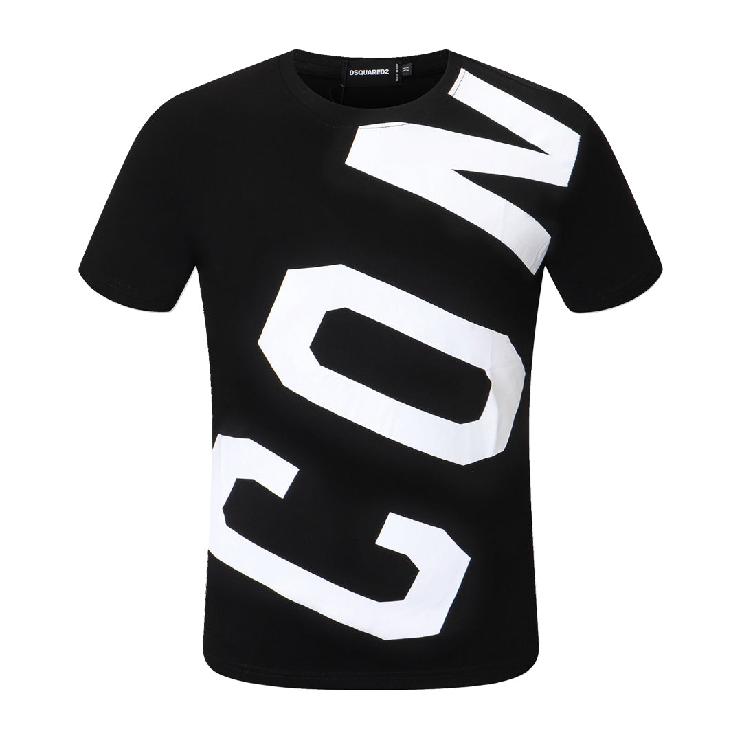 Dsquared2 Diagonal ICON Logo T-Shirt – 100% Cotton Unisex Tee | Black & White