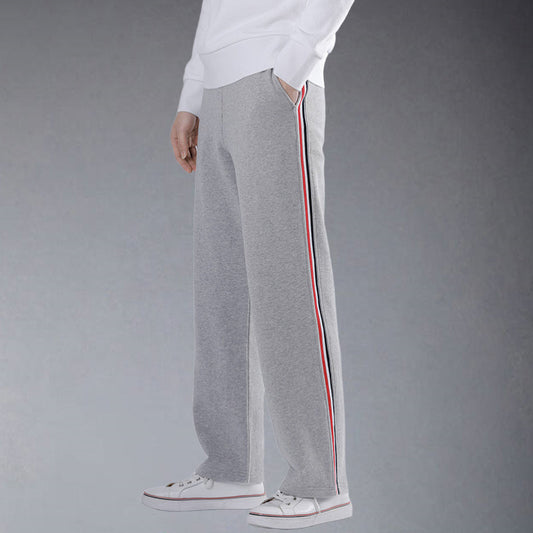 Thom Browne Men's Wide-Leg Pants | Feature Collection | 100% Cotton | Navy Blue & Grey