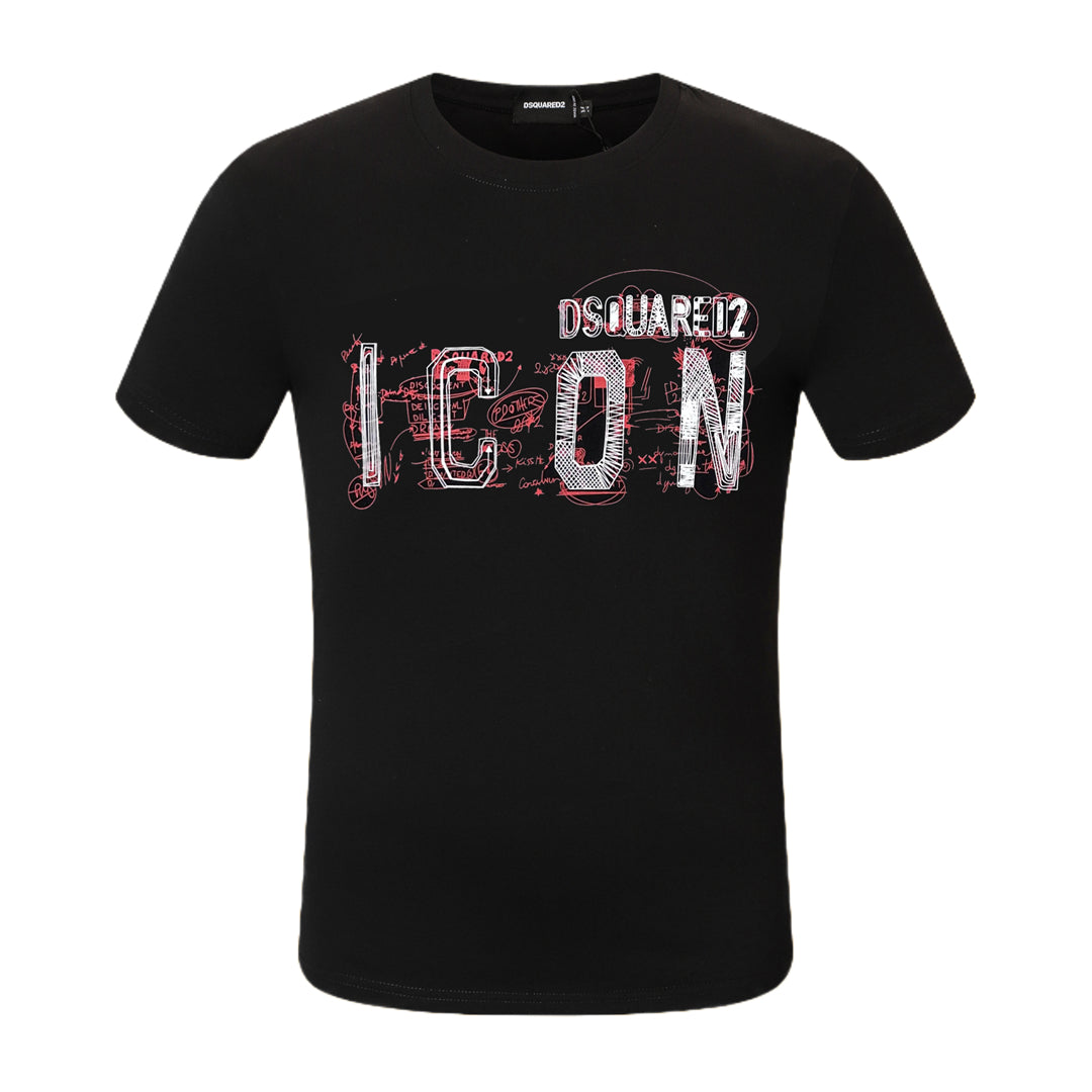 Dsquared2 ICON Graffiti Logo Cotton T-Shirt – 100% Cotton Unisex Tee | Black & White