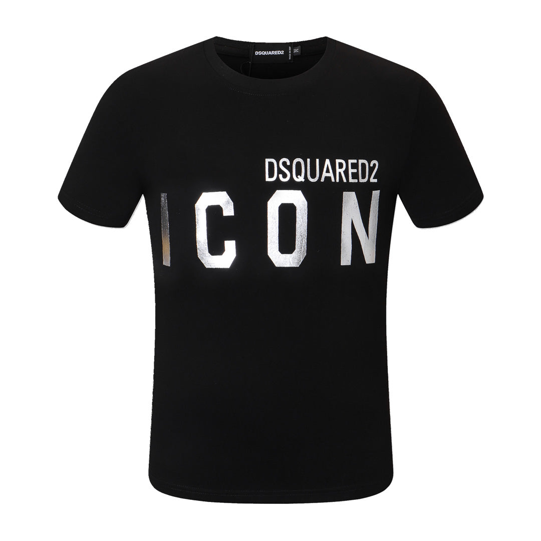 Dsquared2 Silver ICON Logo T-Shirt – 100% Cotton Unisex Tee | Black & White