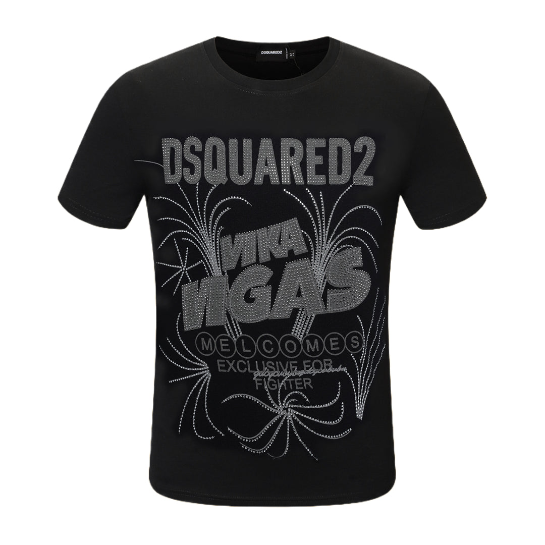 Dsquared2 Vigas Crystal Cotton T-Shirt – 100% Cotton Unisex Tee | Black & White