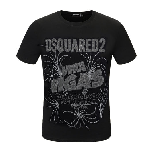 Dsquared2 Vigas Crystal Cotton T-Shirt – 100% Cotton Unisex Tee | Black & White