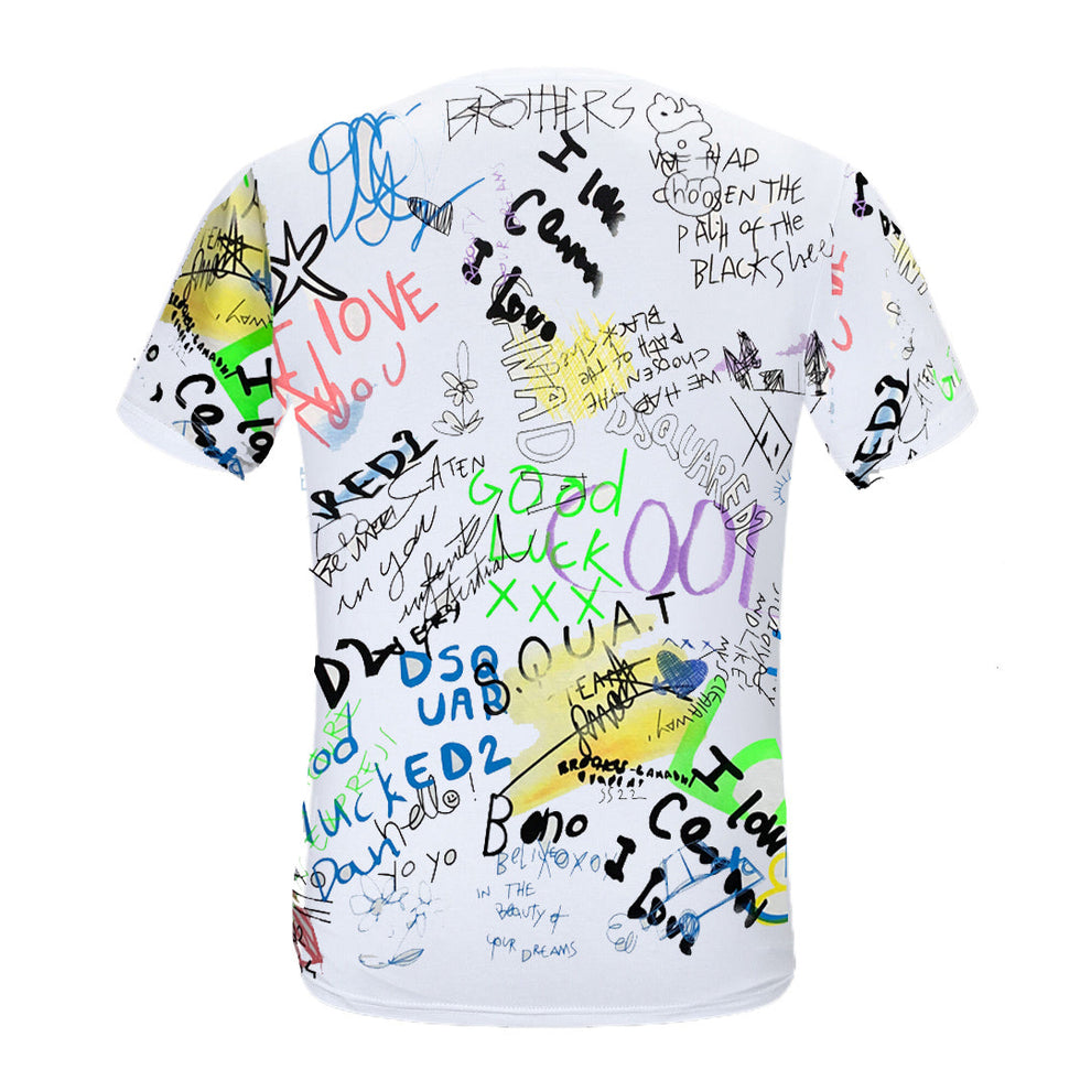 Dsquared2 Graffiti Cotton T-Shirt – 100% Cotton Unisex Tee | White & Black