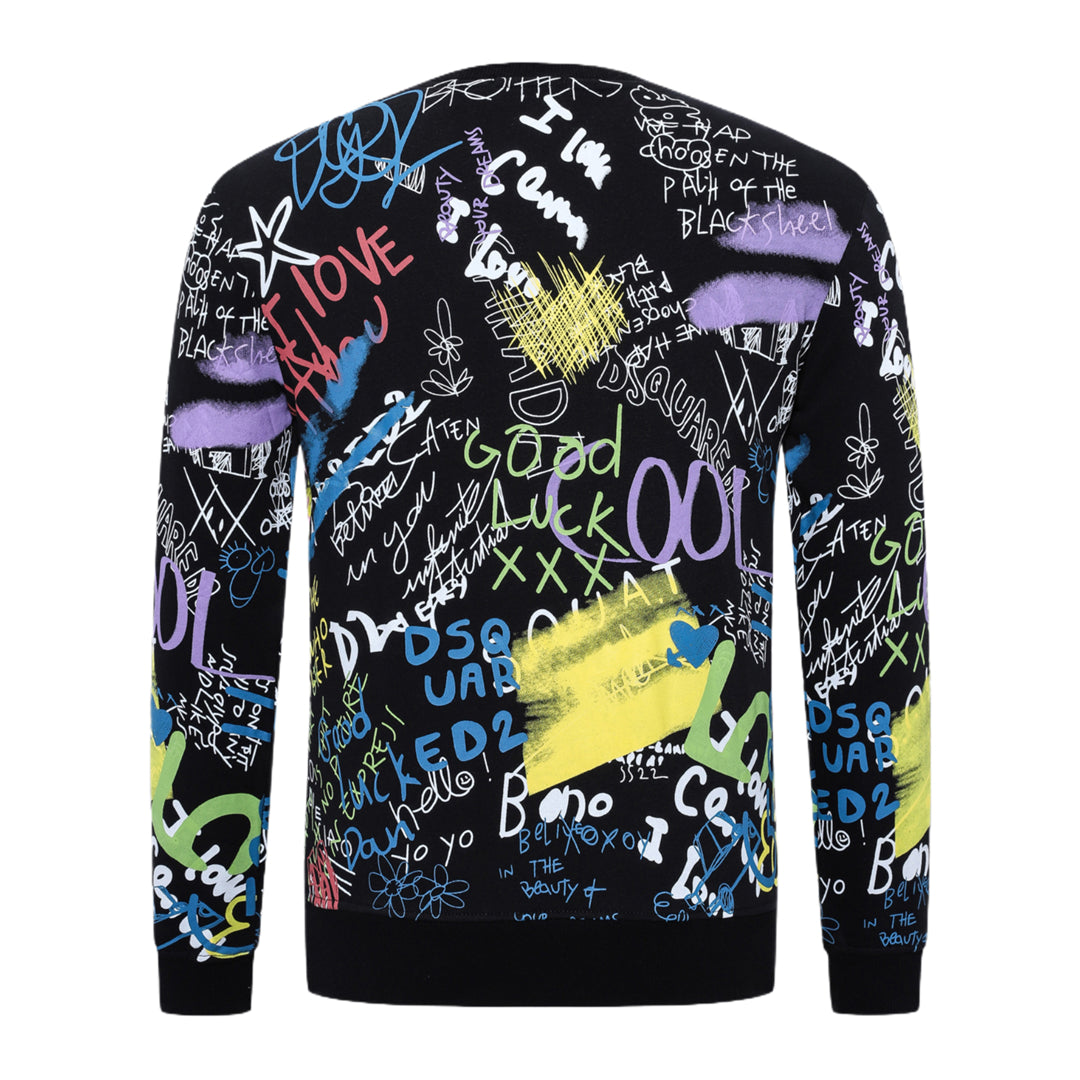 Dsquared2 Graffiti Cotton Sweatshirt — Pure Street Art, Italian Precision