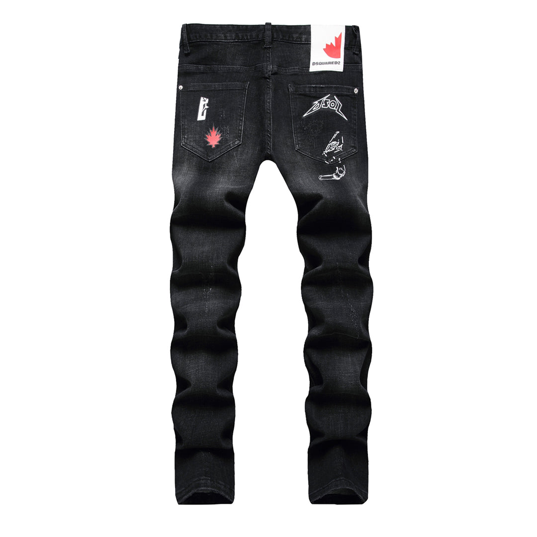 Dsquared2 Men's Slim Fit Jeans — Graffiti Street Art Dark Wash