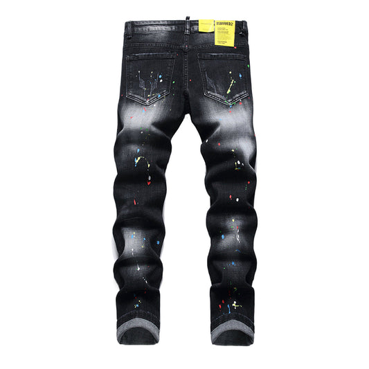Dsquared2 Men's Slim Fit Jeans — Stamp Paint Dark Wash