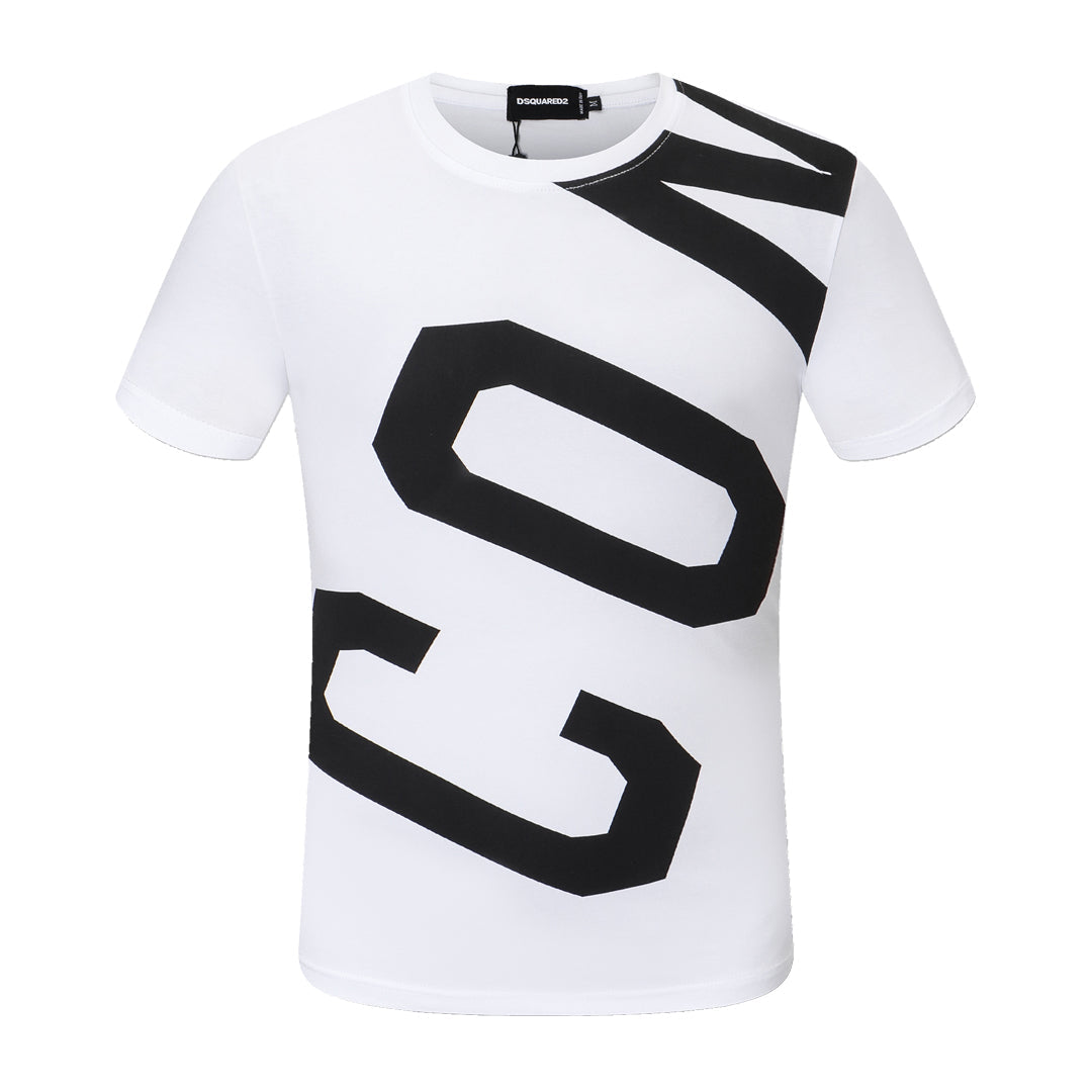 Dsquared2 Diagonal ICON Logo T-Shirt – 100% Cotton Unisex Tee | Black & White