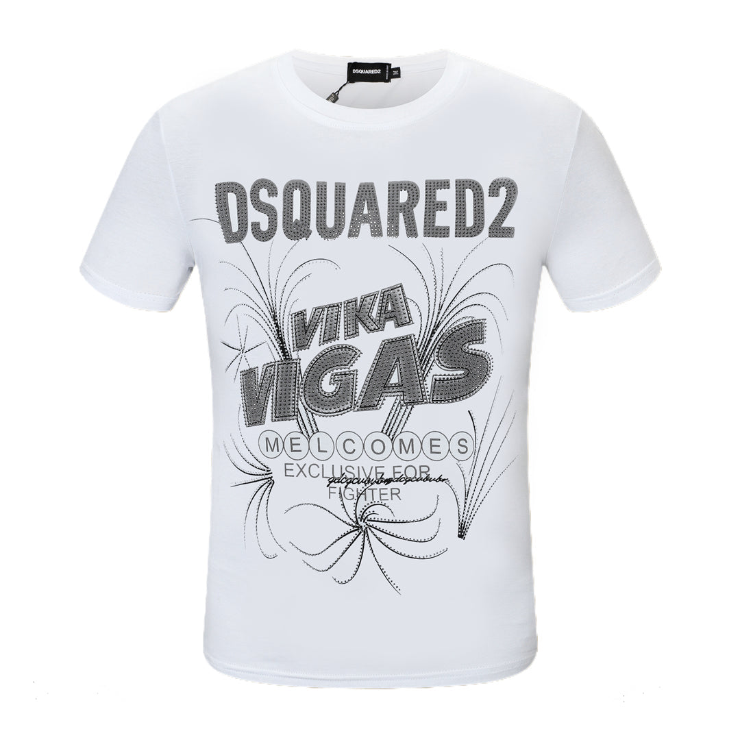 Dsquared2 Vigas Crystal Cotton T-Shirt – 100% Cotton Unisex Tee | Black & White