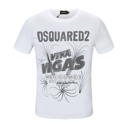 Dsquared2 Vigas Crystal Cotton T-Shirt – 100% Cotton Unisex Tee | Black & White