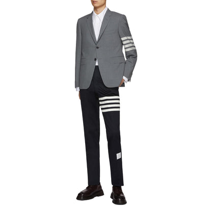 Thom Browne 4-Bar Classic Suit Jacket | Gray & Blue | Grosgrain Buckle