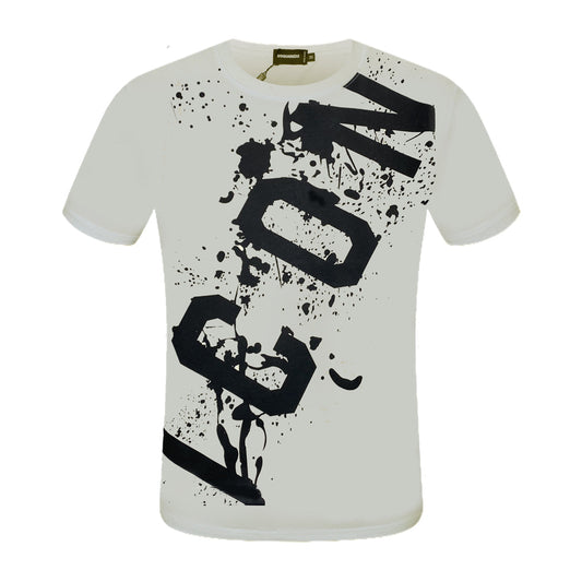 Dsquared2 Slanted ICON Paint Cotton T-Shirt – 100% Cotton Unisex Tee | Black & Beige