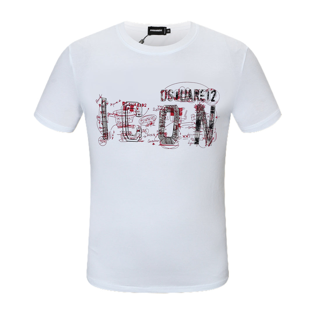Dsquared2 ICON Graffiti Logo Cotton T-Shirt – 100% Cotton Unisex Tee | Black & White