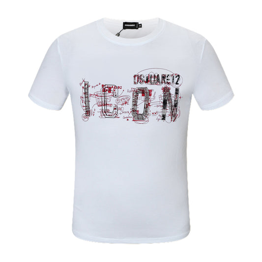 Dsquared2 ICON Graffiti Logo Cotton T-Shirt – 100% Cotton Unisex Tee | Black & White