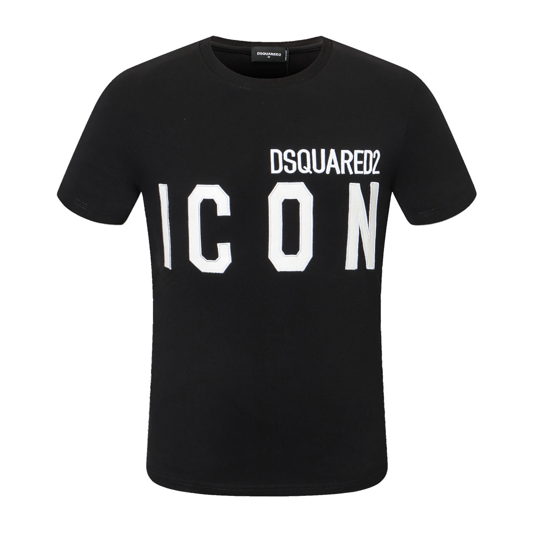 Dsquared2 Leather ICON Logo Cotton T-Shirt – 100% Cotton Unisex Tee | White & Black