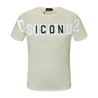 Dsquared2 ICON Logo Layered Cotton T-Shirt – 100% Cotton Unisex Tee | Black & Beige